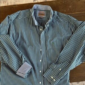 Ariat Men's Navy, Green and White Plaid Shirt